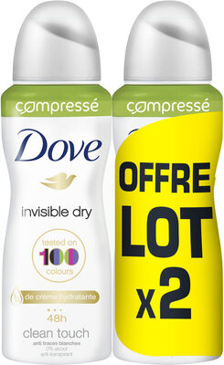 DOVE Déodorant Femme Anti-Transpirant Spray Compressé Invisible Dry 2x100ml - Product - fr
