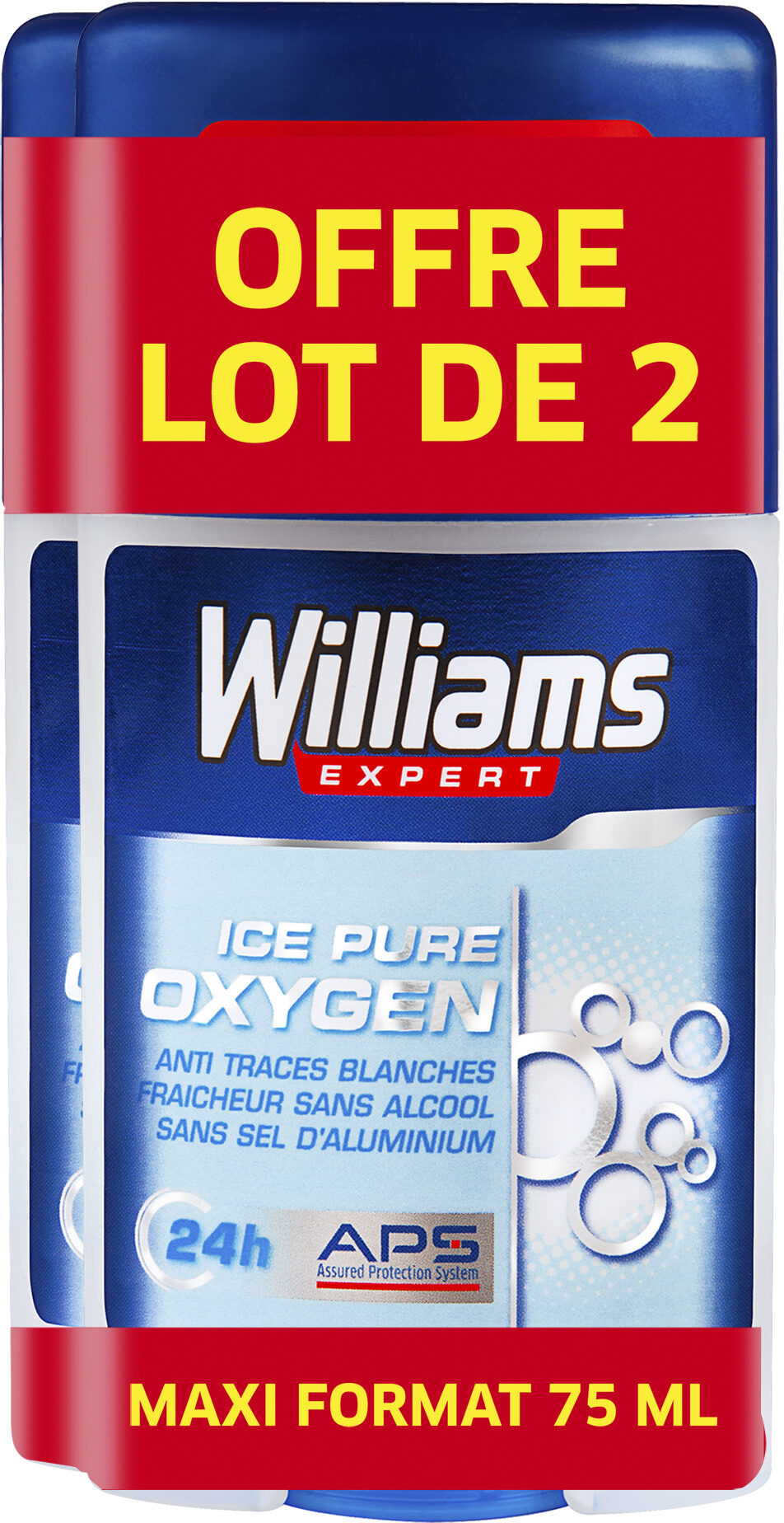 Williams Déodorant Homme Stick Ice Pure 2x75ml - Produit - fr