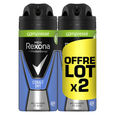 Rexona Men Déodorant Homme Spray Anti-Transpirant Compressé Cobalt Dry 2x100ml - 1