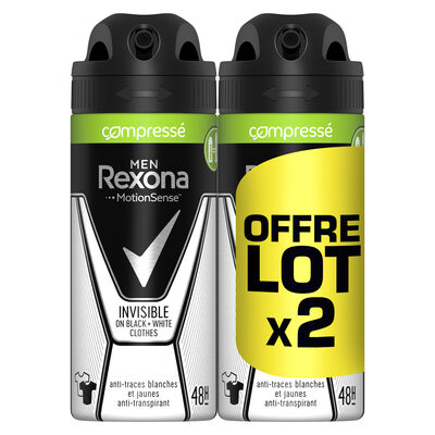 REXONA Men Anti-Transpirant Invisible Black White Compressé Lot 2x100ml - 1