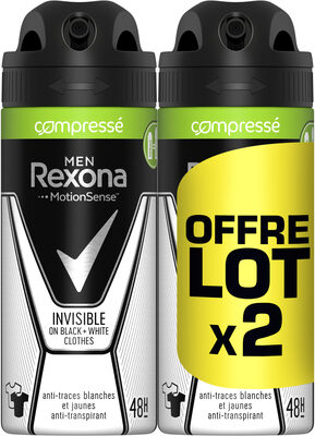 REXONA Men Anti-Transpirant Invisible Black White Compressé Lot 2x100ml - Produit - fr