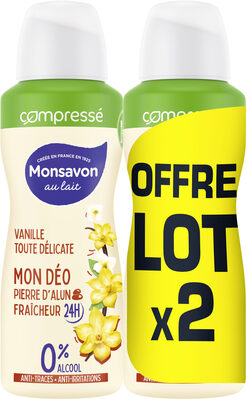 Monsavon Déodorant Femme Anti Transpirant Lait & Fleur de Vanille Compressé 100ml Lot de 2 - Tuote - fr
