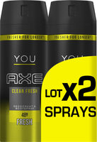 Axe Déodorant Antibactérien YOU Clean Fresh Spray Lot 2x150ml - Product - fr