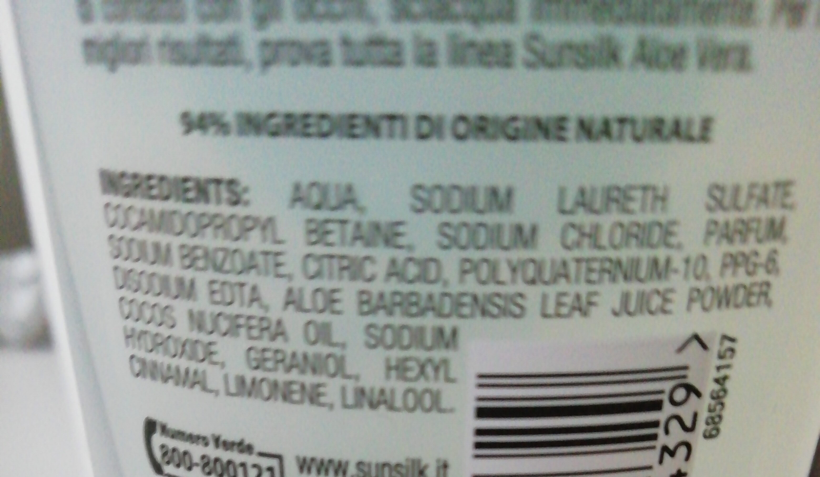 Shampoo Sunsilk Aloe Vera tutti i capelli - Ingredientes - it