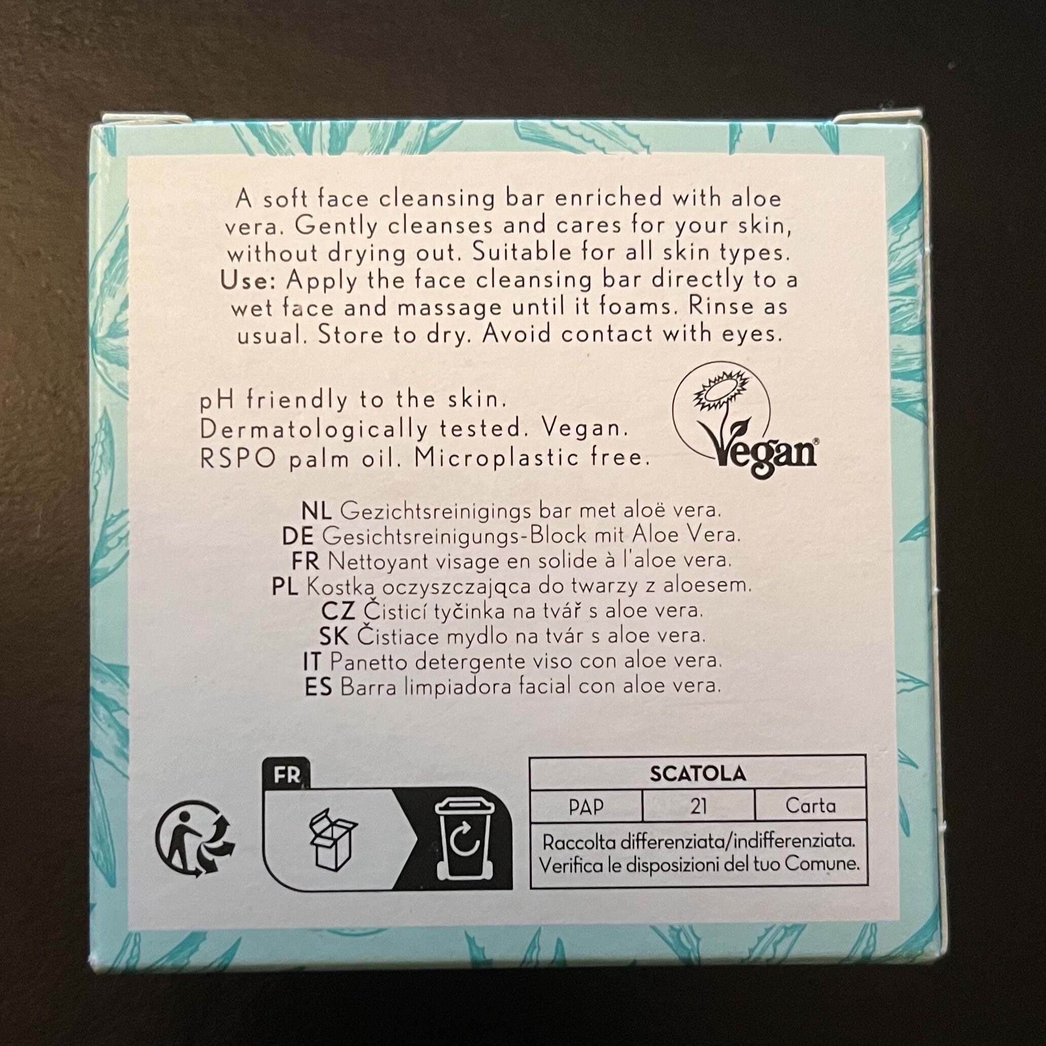 FACE CLEANSING BAR aloe vera - Recycling instructions and/or packaging information - de