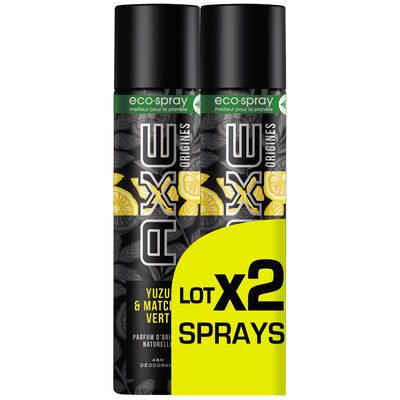 AXE Déodorant Éco-Spray Origines Yuzu & Matcha Vert Lot 2x85ml - 1
