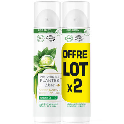 Dove Déodorant Femme Spray Pouvoir des Plantes Arbre à Thé 2x75ml - 1