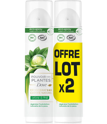 Dove Déodorant Femme Spray Pouvoir des Plantes Arbre à Thé 2x75ml - Produit - fr