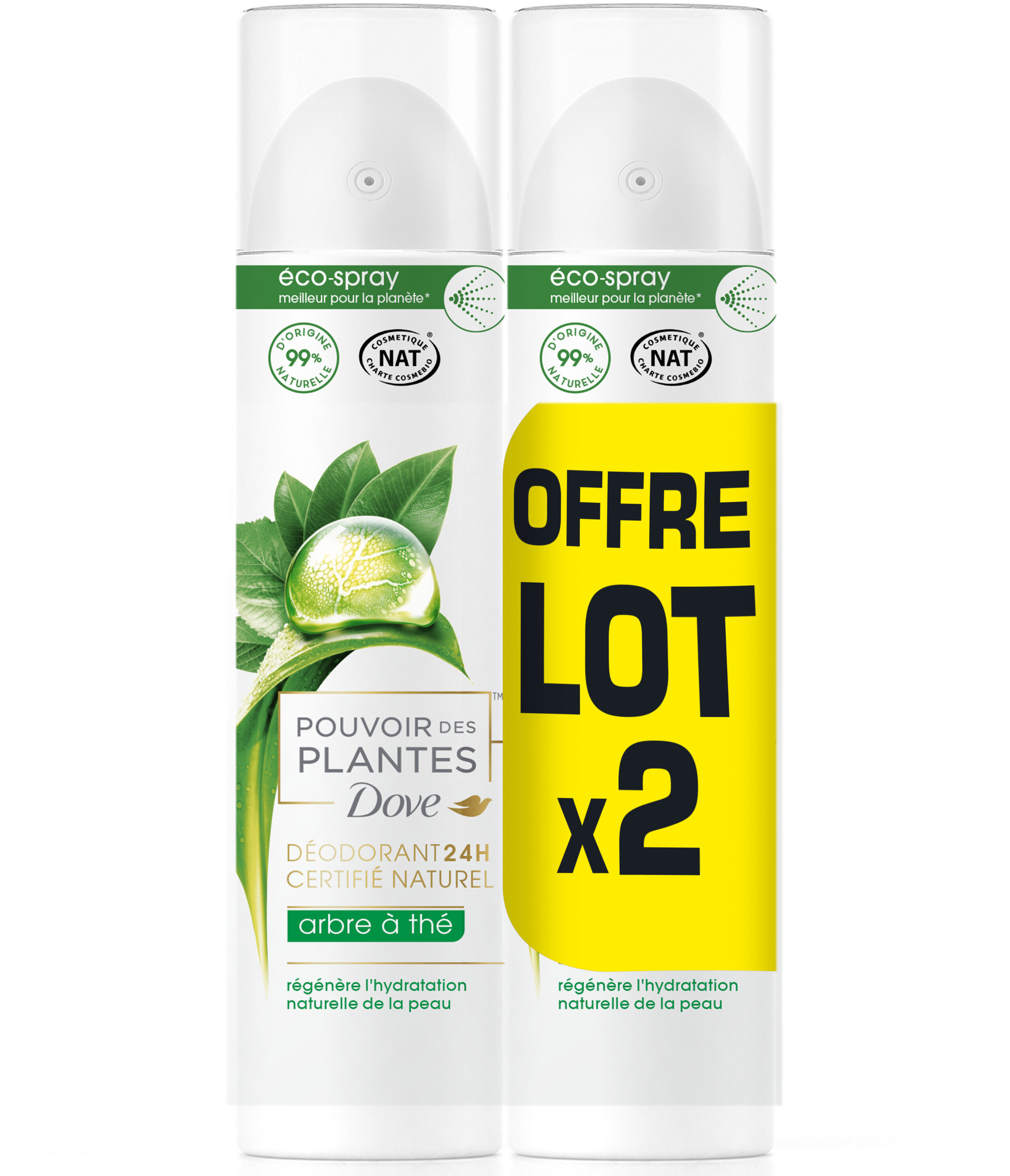 Dove Déodorant Femme Spray Pouvoir des Plantes Arbre à Thé 2x75ml - Product - fr