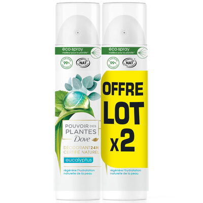 Dove Déodorant Femme Spray Pouvoir des Plantes Eucalyptus 2x75ml - 1
