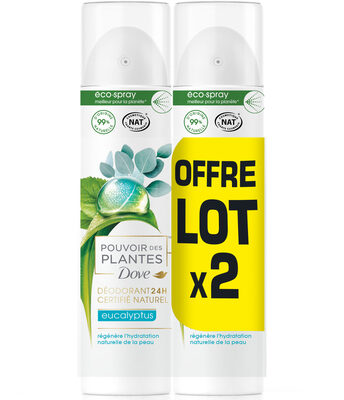 Dove Déodorant Femme Spray Pouvoir des Plantes Eucalyptus 2x75ml - Produit - fr