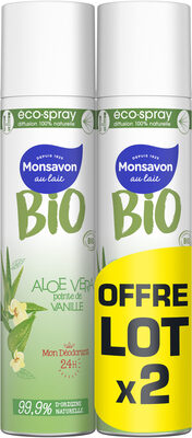 Monsavon BIO Déodorant Femme Spray Aloe Véra Vanille 2x75ml - Product - fr