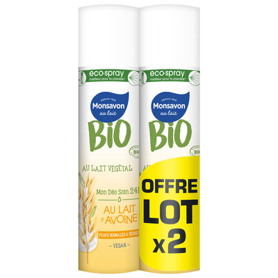 Monsavon BIO Déodorant Femme Spray Lait d'Avoine 2x75ml - 1