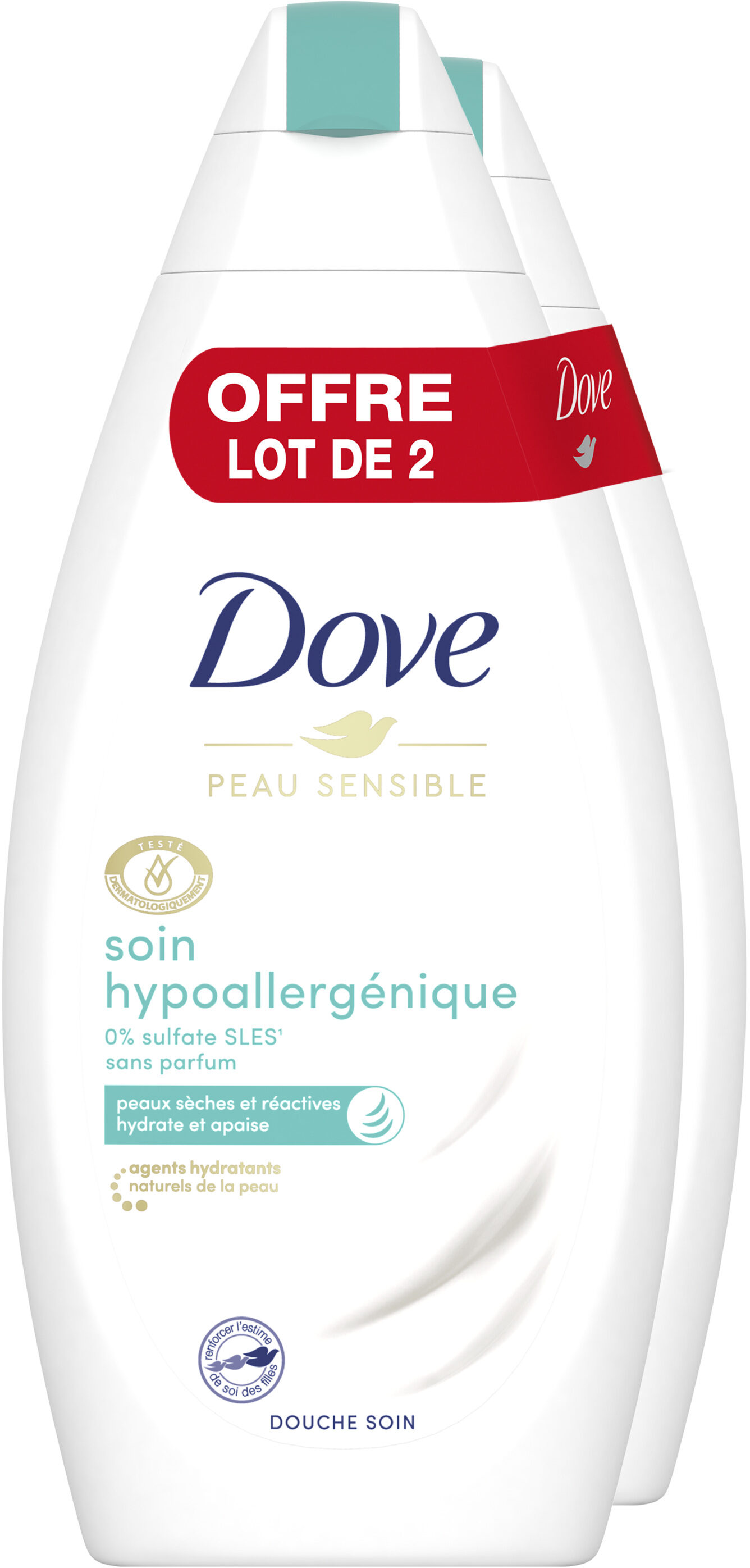 Dove Gel Douche Soin Hypoallergénique 400ml Lot de 2 - Product - fr