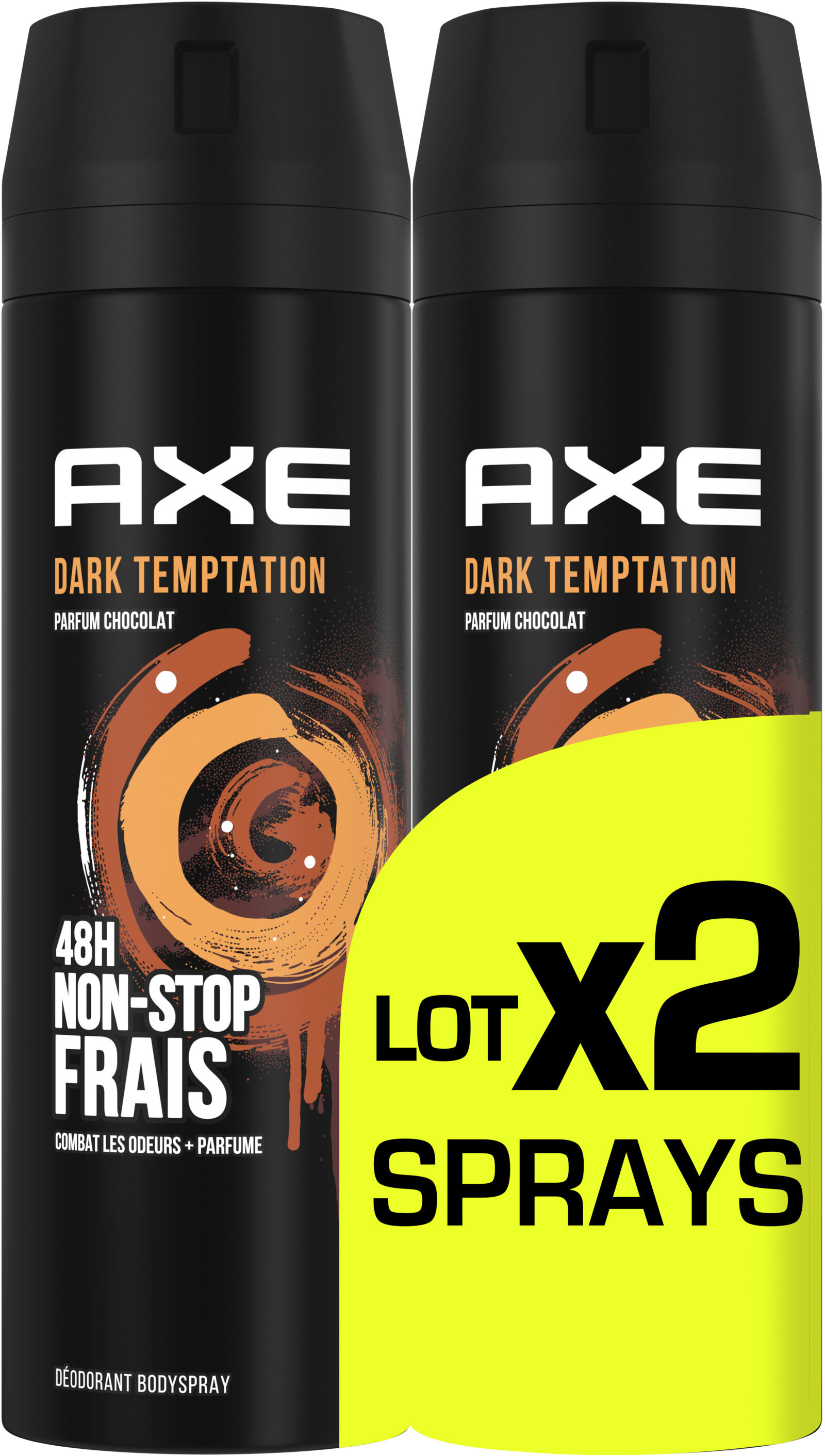 AXE Déodorant Bodyspray Homme Dark Temptation 48h Non-Stop Frais Lot 2x200ml - Produit - fr