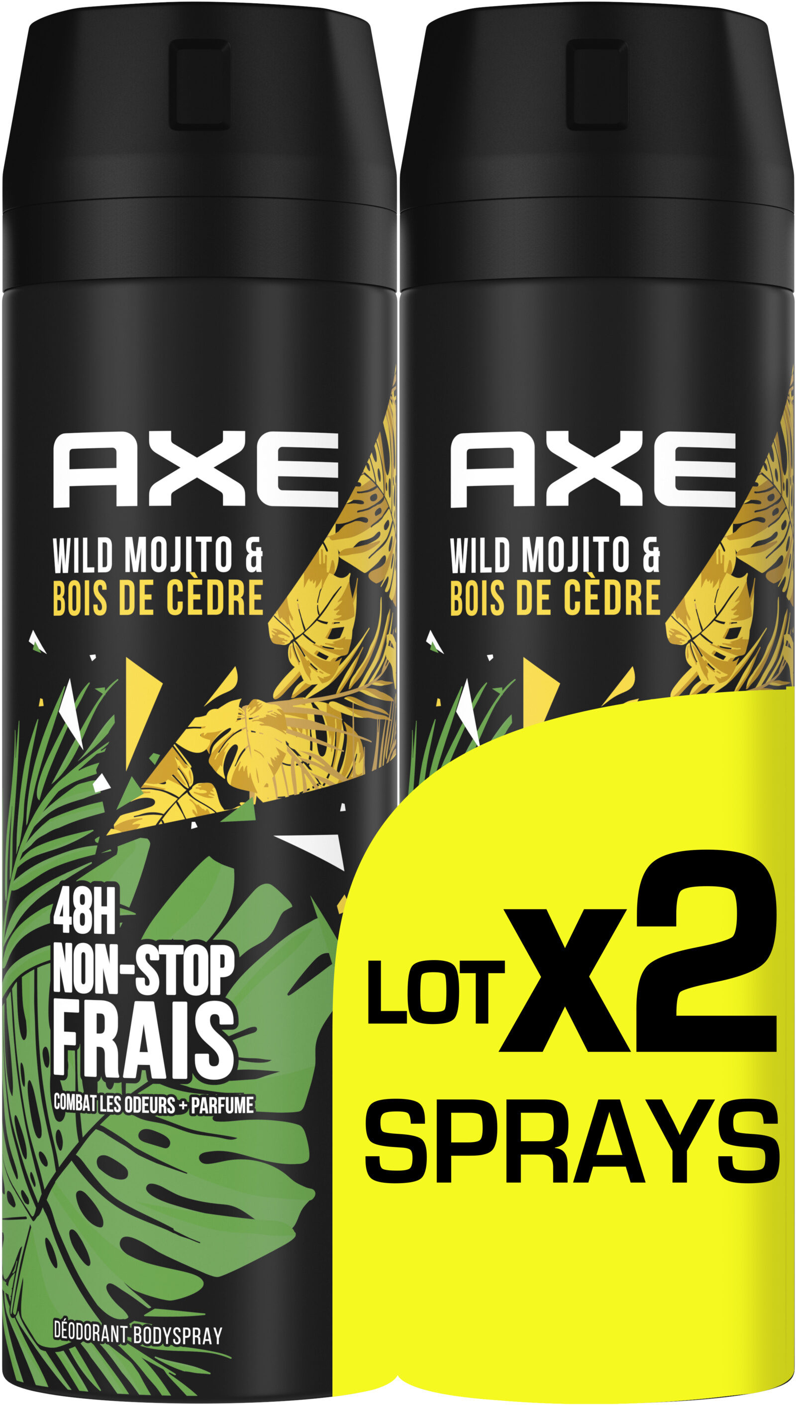 AXE Déodorant Bodyspray Homme Wild 48h Non-Stop Frais Lot 2x200ml - Produit - fr