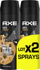 AXE Déodorant Bodyspray Homme Collision Cuir & Cookies 48h Non-Stop Frais Lot 2x200ml - Produit