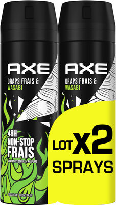 AXE Déodorant Bodyspray Homme Draps Frais & Wasabi 48h Non-Stop Frais 2x200ml - Product - fr