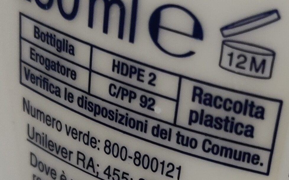 Sapone detergente idratante - Instruction de recyclage et/ou information d'emballage - it