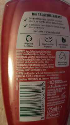 Radox strawberry and rasberry shower gel - Ingredients - en
