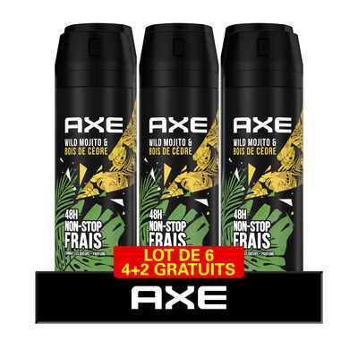 AXE Déodorant Bodyspray Homme Wild 48h Non-Stop Frais Lot 6x200ml GV - 1