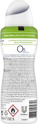 Dove 0% Déodorant Femme Spray Antibactérien Original Fraîcheur 24H 100ml - Ingredientes