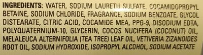 Tea Tree Oil & Vetiver Shampoo - Ainesosat - en
