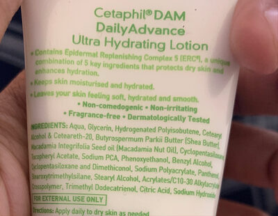 cetaphil daily advance ultra hydrating lotion - Ingredientes - en