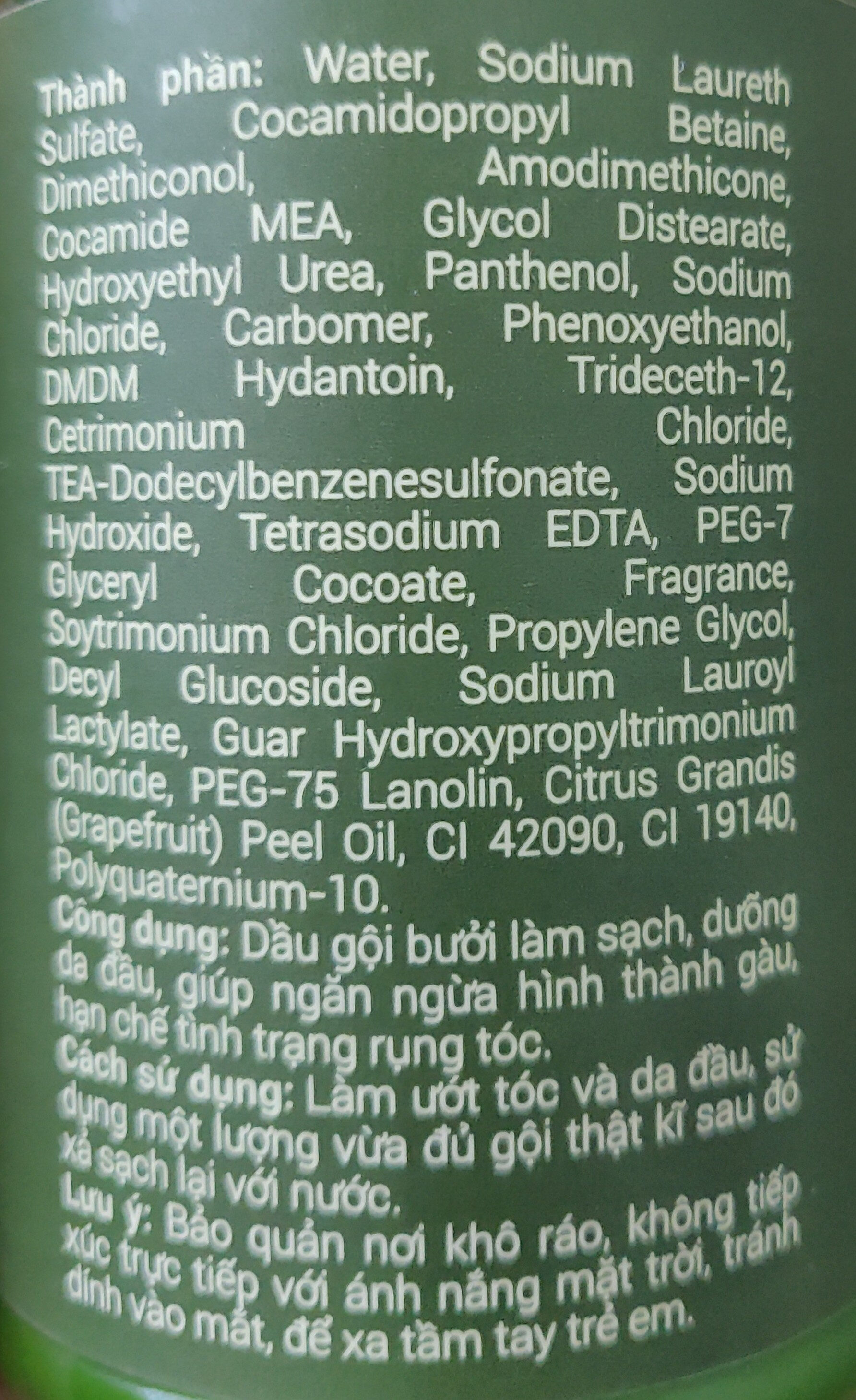 pomelo shampoo - Ingrédients - vi