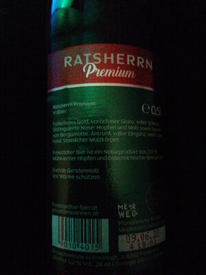 freistädter RATSHERRN Premium - Ingredientes - de