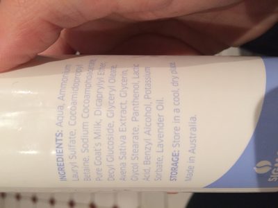 Goats milk shampoo - Ingrédients