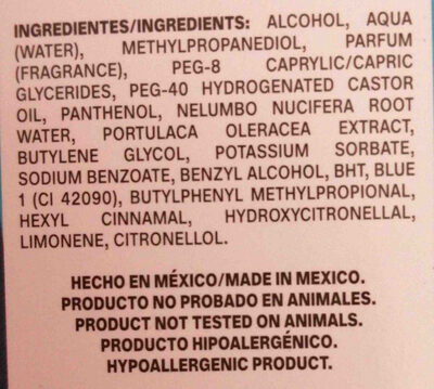 Seytu Locion Refrescante - Ingredients