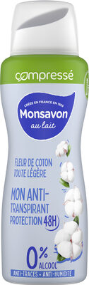 Monsavon Anti-Transpirant Femme Spray Compressé Fleur de Coton Toute Légère 100ml - Produit - fr