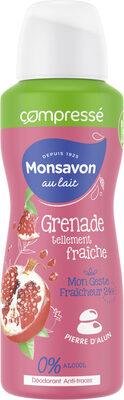 Monsavon Déodorant Femme Spray Antibactérien Pierre d'Alun Lait Grenade & Hibiscus 100ml - Product - fr